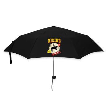 Reiten Pferd Reiterin Springen Sport Vintage Retro - Regenschirm (klein) - Schwarz - Vorne