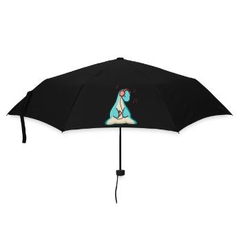 hugadino dinosaur listening to music, cute dinosaur - Umbrella (small) - black - Front
