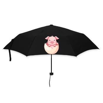 üßes Ferkel schlüpft aus dem Ei - niedliches - Regenschirm (klein) - Schwarz - Vorne