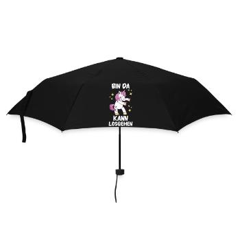 Einhorn Einhörner Fabelwesen Mystisch - Regenschirm (klein) - Schwarz - Vorne