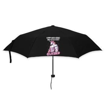 Einhorn Einhörner Fabelwesen Mystisch - Regenschirm (klein) - Schwarz - Vorne