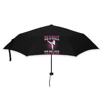 Karate Karatekämpfer Kampfkunst - Regenschirm (klein) - Schwarz - Vorne