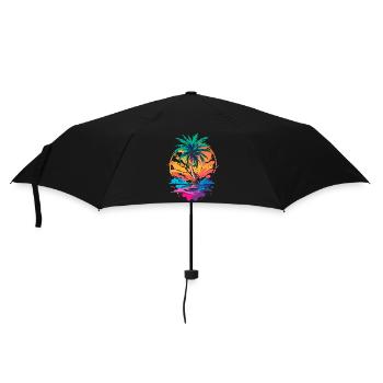 Palm tree in front of sunset | Tropical Paradise - Umbrella (small) - black - Front