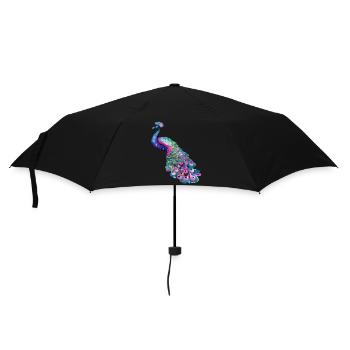 pfauenvogel bunt schöne fantasie bunt - Regenschirm (klein) - Schwarz - Vorne