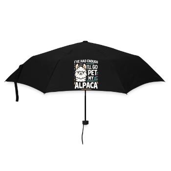 Alpaka Llama - Regenschirm (klein) - Schwarz - Vorne