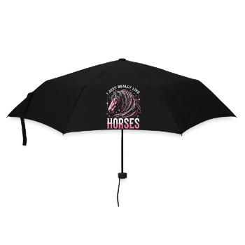 Pferd Pferde Reiten Pferdereiten Sprungreiten - Regenschirm (klein) - Schwarz - Vorne