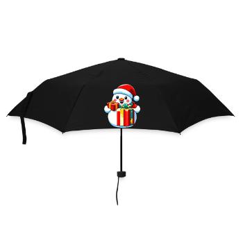 snowman with gifts - Regenschirm (klein) - Schwarz - Vorne