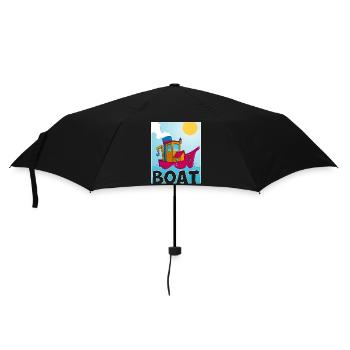 Buntes Bild eines lustigen Schleppers - Regenschirm (klein) - Schwarz - Vorne