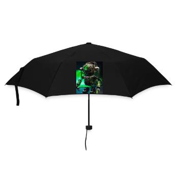 Digitale Kunst eines Roboter-Mikrofons - Regenschirm (klein) - Schwarz - Vorne