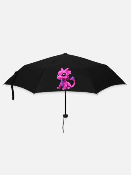 Bébé Dragon Rose | Mignon bébé dragon rose - Parapluie standard - noir