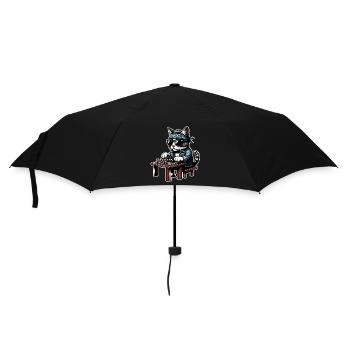 Schach Katze - Regenschirm (klein) - Schwarz - Vorne