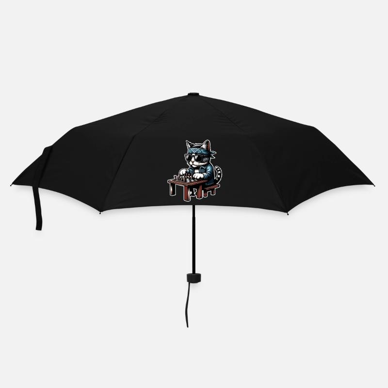 Schach Katze - Regenschirm (klein) - Schwarz