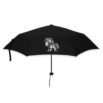 Einhorn Zombie Monster Halloween - Regenschirm (klein) - Schwarz - Vorne
