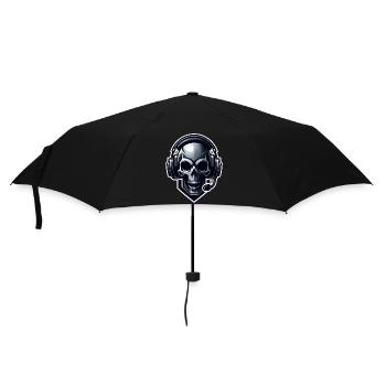 Skull with Gaming Headset - Umbrella (small) - black - Front