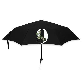 Nummer 9 Blumengrün -9. Blumengeburtstag - Regenschirm (klein) - Schwarz - Vorne