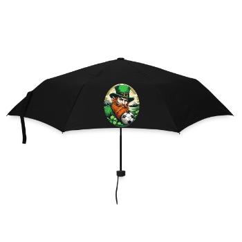 St. Patrick's Day Kleeblatt Fußball - Regenschirm (klein) - Schwarz - Vorne