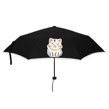 ☺️Mignon chat chanceux autocollant adorable heureux - Parapluie standard - noir - Devant
