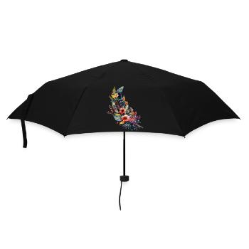 Plume constellée de fleurs - Parapluie standard - noir - Devant