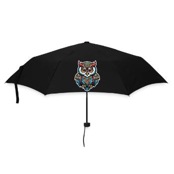 Eule Neo Traditional - Regenschirm (klein) - Schwarz - Vorne