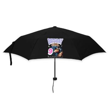 Horse 9th Birthday Girl Kids - Umbrella (small) - black - Front