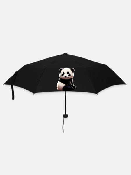 Panda - Regenschirm (klein) - Schwarz