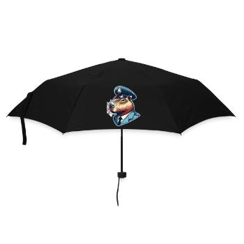 Capybara Polizei - Regenschirm (klein) - Schwarz - Vorne