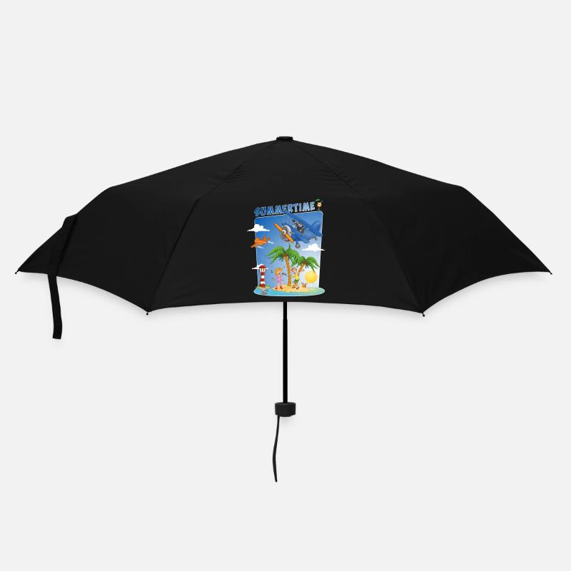 sun, sea, beach, plane, palm trees, island - Umbrella (small) - black