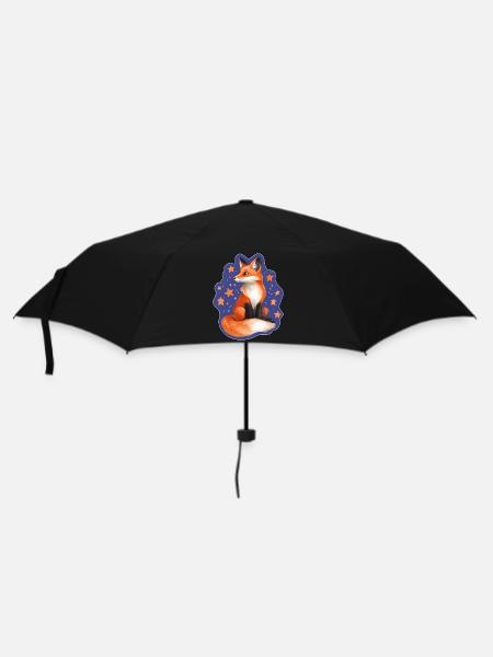 Fuchs und Sterne - Regenschirm (klein) - Schwarz