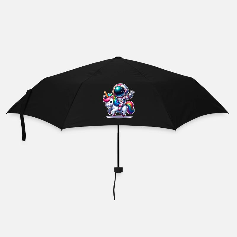 Astronaut Einhorn - Regenschirm (klein) - Schwarz