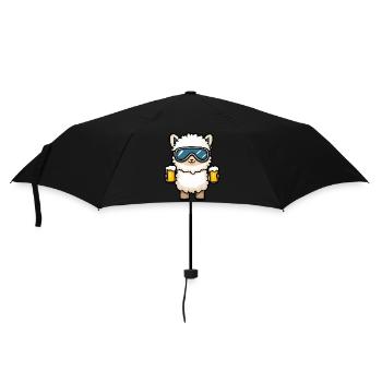Alpaka Llama Ski Bier - Regenschirm (klein) - Schwarz - Vorne