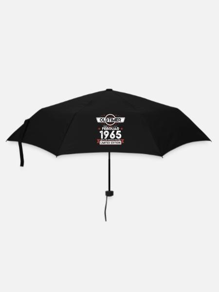 60. Geburtstag Oldtimer Februar 1965 Jahrgang 65 - Regenschirm (klein) - Schwarz