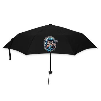Igel Rock and Roll Gitarrist - Regenschirm (klein) - Schwarz - Vorne