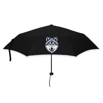 Blau äugiger Wolf Kopf - Regenschirm (klein) - Schwarz - Vorne