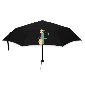 Lettre f vert animaux jungle - Parapluie standard - noir - Devant