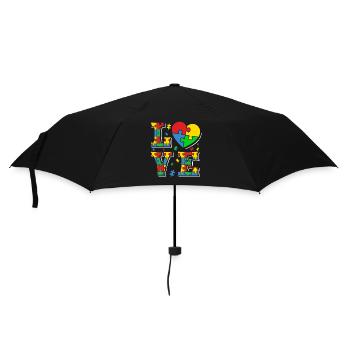 Autismus Autisten Love - Regenschirm (klein) - Schwarz - Vorne