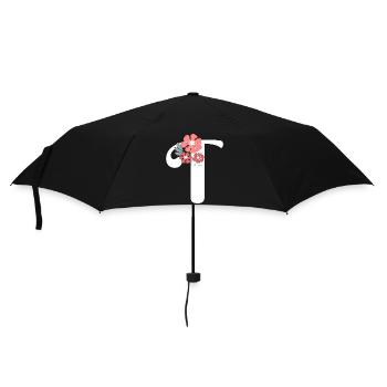 Lettre t fleurs minimalistes - Parapluie standard - noir - Devant