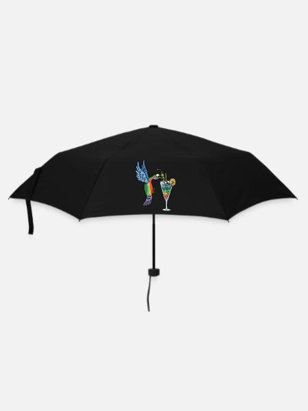Kolibri und Cocktail - Regenschirm (klein) - Schwarz