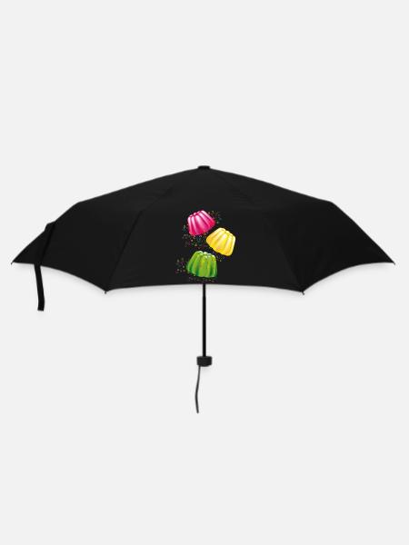 Bunte Götterspeisen–Dessert-Motiv mit Retro-Charme - Regenschirm (klein) - Schwarz