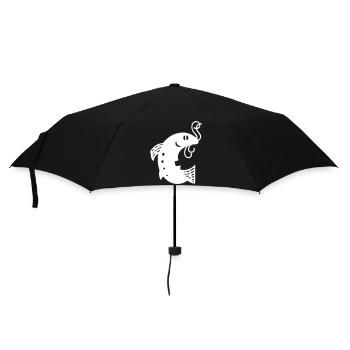 Fish on the hook white Vectorgraphic - Regenschirm (klein) - Schwarz - Vorne