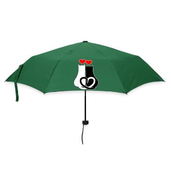 Chats amoureux de cœurs - Parapluie standard - vert bouteille - Devant