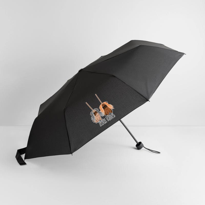 Zwei Mops - Hunde oder Putzgeräte? Hunde Humor? Regenschirm (klein)