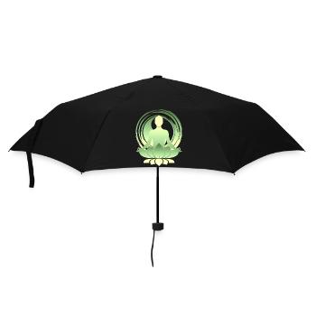 Lotus Meditation Green Gold Yoga Silhouette - Umbrella (small) - black - Front