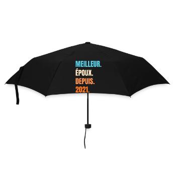 Bester Ehemann seit 2021 Geschenk-Ehemann - Regenschirm (klein) - Schwarz - Vorne