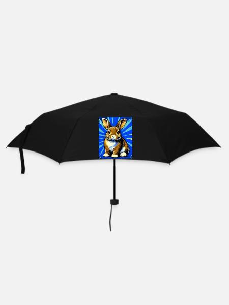 Kaninchen - Regenschirm (klein) - Schwarz