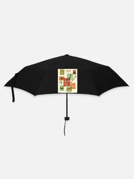 Sushi Mid-Century Pop Art - Regenschirm (klein) - Schwarz