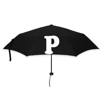Großes P Stil-Print | Buchstabe P | P Logo - Regenschirm (klein) - Schwarz - Vorne