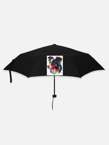Rainbow Portrait Dog - Umbrella (small) - black
