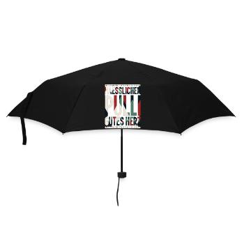 Hässlicher Pulli, gutes Herz - Regenschirm (klein) - Schwarz - Vorne