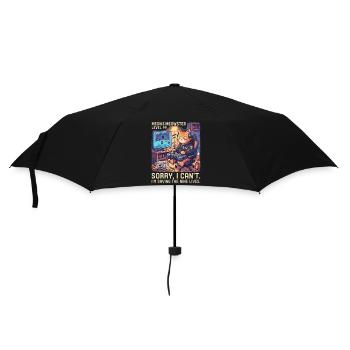 Meowster Level 99 Katzengamer - Regenschirm (klein) - Schwarz - Vorne
