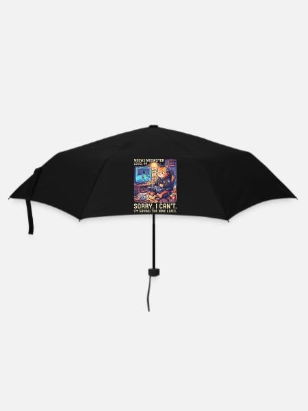 Meowster Level 99 Katzengamer - Regenschirm (klein) - Schwarz